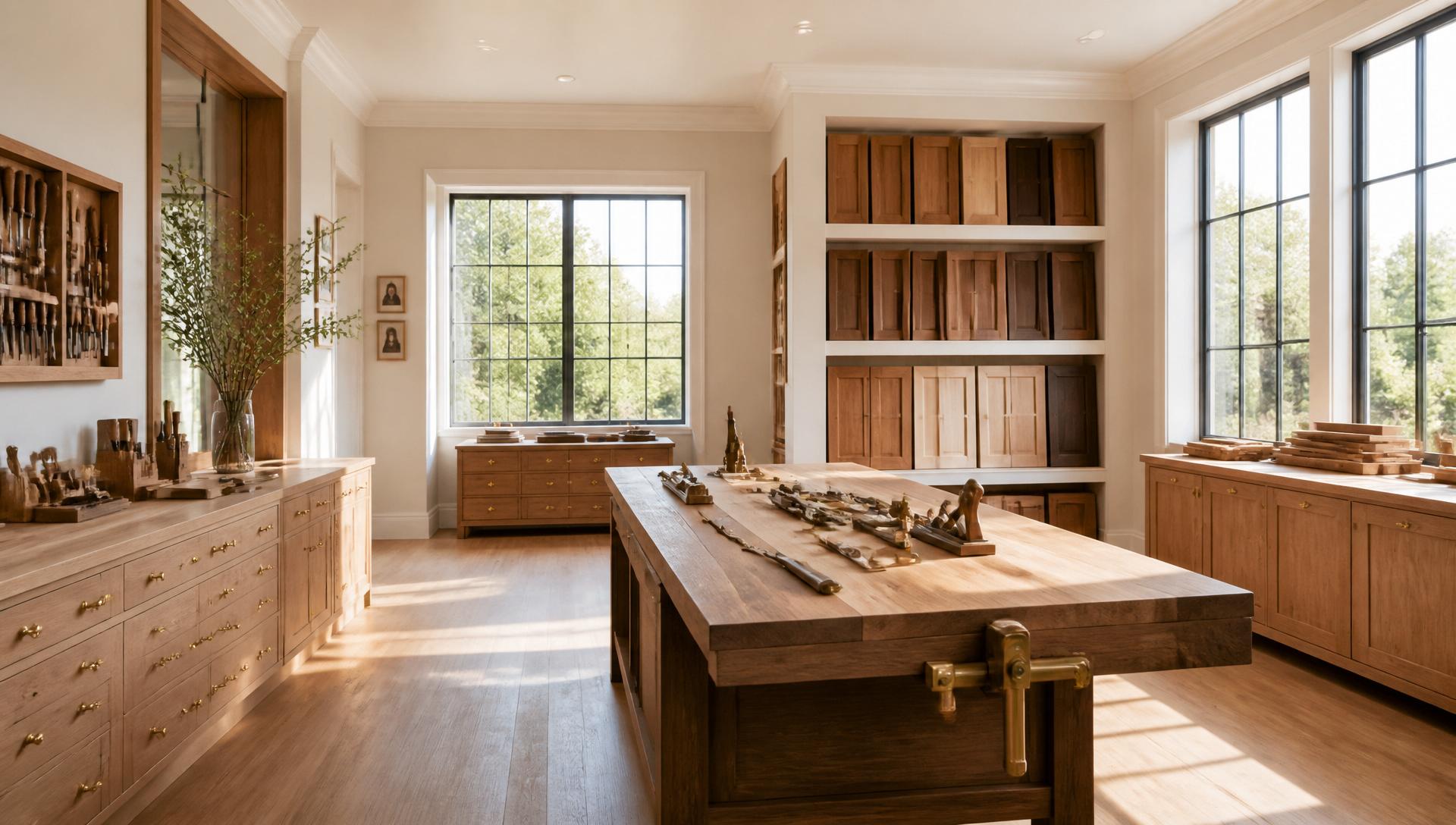 Bright, sunlit millwork studio